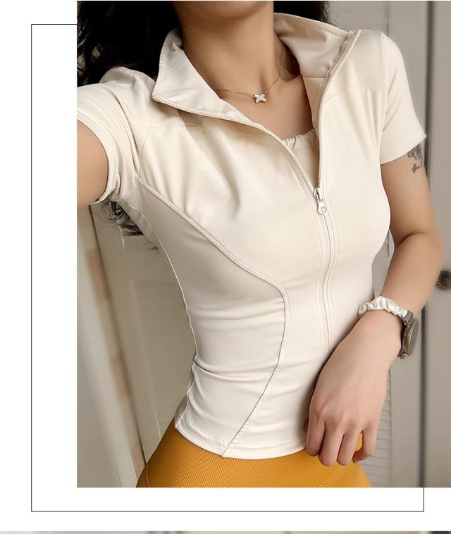 Женская футболка с коротким рукавом для йоги с быстрой сушкой - Облегающий, дышащий крой для бега и тренировок весной/летом