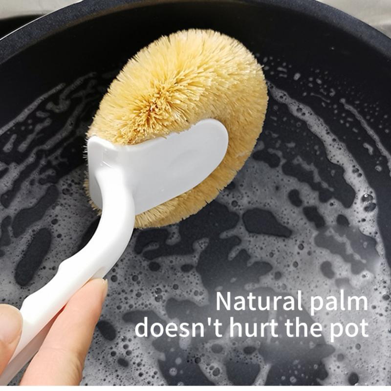 Щетка для кокосовой кастрюли с антипригарным покрытием, антипригарная щетка для мытья масла, не повредит кастрюлю, щетка для чистки с длинной ручкой, щетка для кухонной мойки
