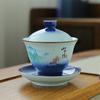 Hand-painted Gaiwan High-end Ceramic Tea Making Bowl Jingdezhen Tea Cup With Lid and Saucer Gai Wan Shen Puer Soup Tureen Cups