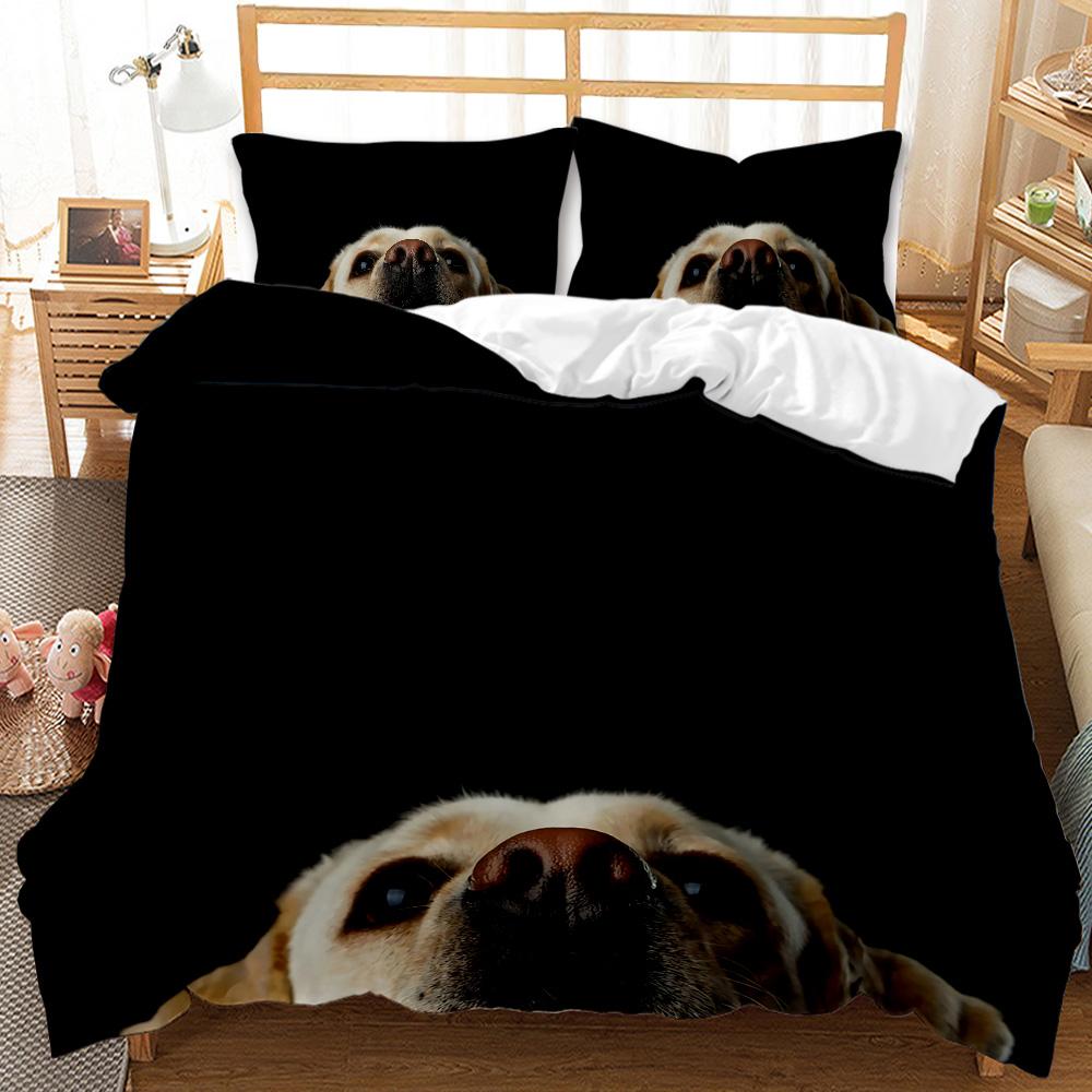 Cartoon Pug Duvet Cover Set Queen/King Size Cute Puppy Theme Bedding Set Golden Retriever Husky Pet Soft Polyester Quilt Cover