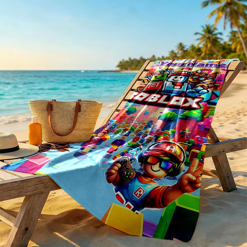 Roblox Customizable Name Beach Towel Super Soft & Absorbent Portable for SwimmingBeachCamping Travel Beach AccessoriesGym