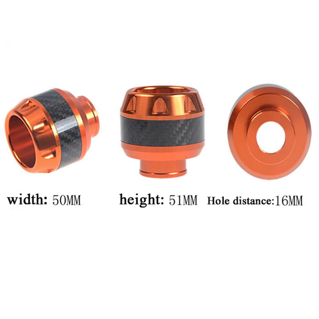 1Pc Orange & Carbon Fiber Look Motorcycle Front Fork Frame Sliders 5.1x5x1.5cm