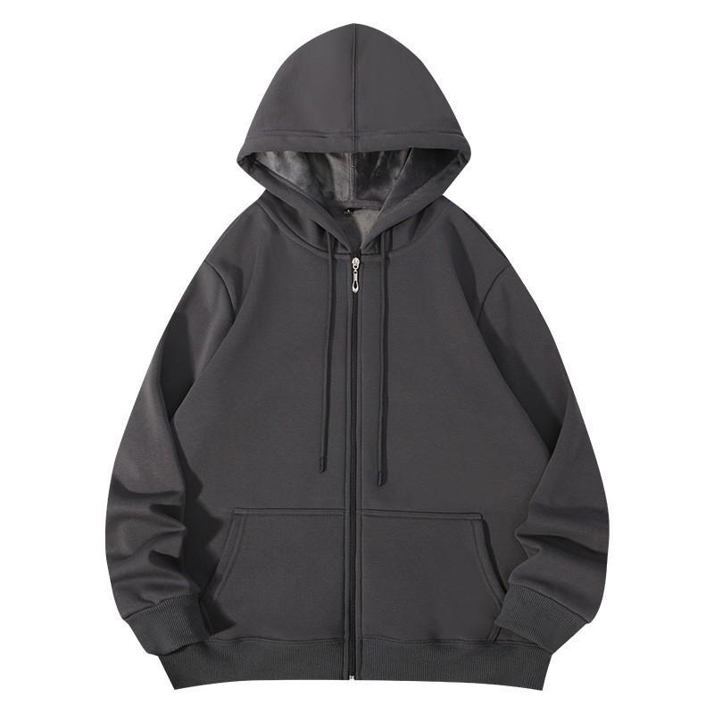 Unisex Heavyweight Hooded Zip-Up Sweatshirt 420g Cotton Blend Oversized Pullover Winter