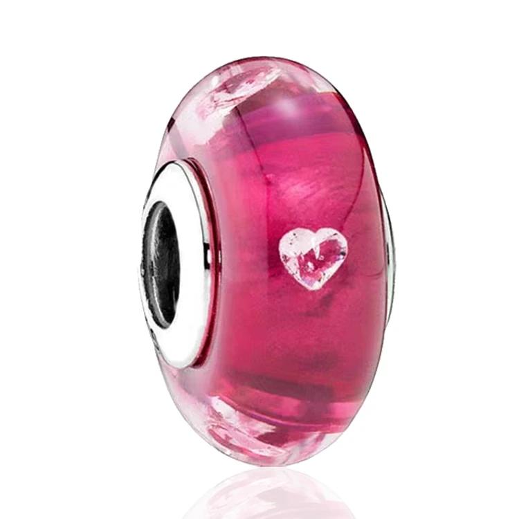 Новые оригинальные медные бусины-шармы из муранского стекла в виде цветка и листа, космическая радуга, для браслета, сделай сам, женские ювелирные изделия, подарок