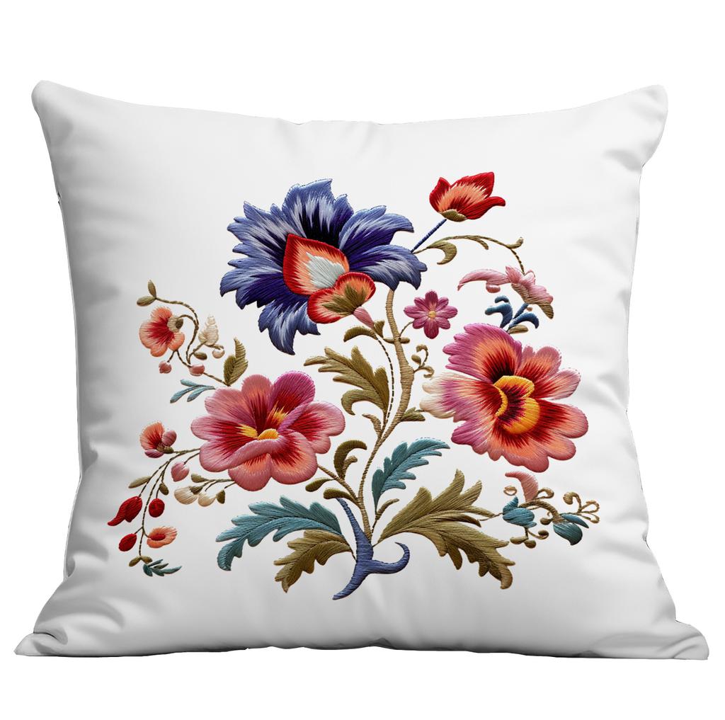 Весенняя и Летняя Наволочка с Имитацией Вышивки Цветы Домашняя Диванная Гостиная Наволочка Новый Стиль Наволочка