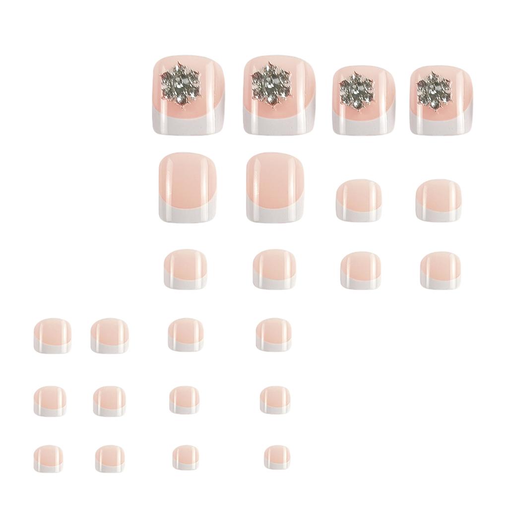 French White Tips Fake Toenails Moderate Thickness Comfortable to Wear Nails for Fashion Girls Foot Decoration