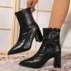 New Style Luxury Leather Women Ankle Boots Plush Warm Zipper Close Modern Boots High Heels Shoes Woman Boots  Mujer