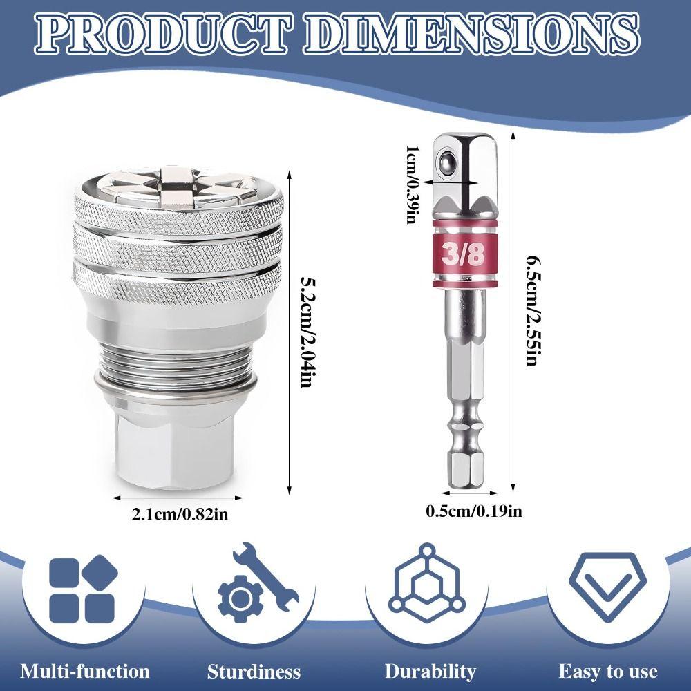 Heavy Duty Hex Wrench Adapter Kit Single-Hand Operation Multi-Function Socket Adapter  Automotive