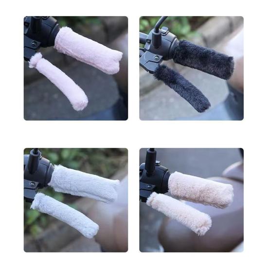 1 комплект зимней накладки на руль, мягкая на ощупь, толстый плюш, морозостойкая, противоскользящая, однотонная, универсальная, моющаяся накладка на руль мотоцикла