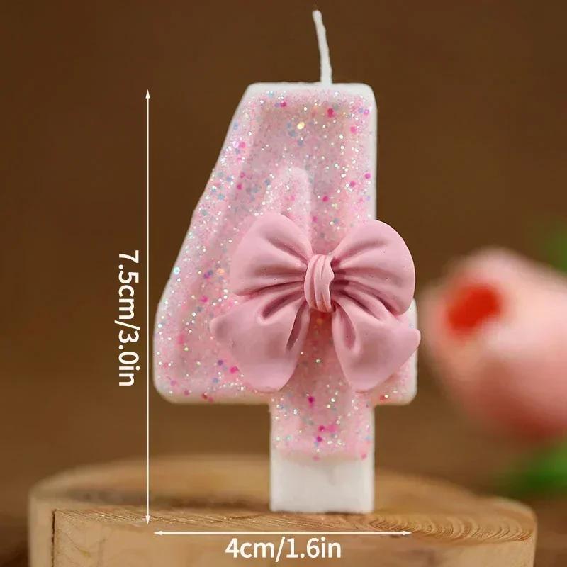 Hot 1 2 3 4 5 6 7 8 9 3D Number Candle Cake Number Cake Candle Pink Glitter Birthday Candle Topper Birthday Party Cake Decor