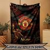 Custom Name Personalized Manchester United Print Blanket, Home Decor, Bedroom, Sofa, Camping, Couch, Gifts for Birthday Christmas