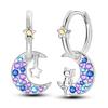 Серьги из серебра 925 пробы, разноцветные серьги с овальными драгоценными камнями, серьги-кольца с подвесками для женщин, большие круглые модные серебряные украшения