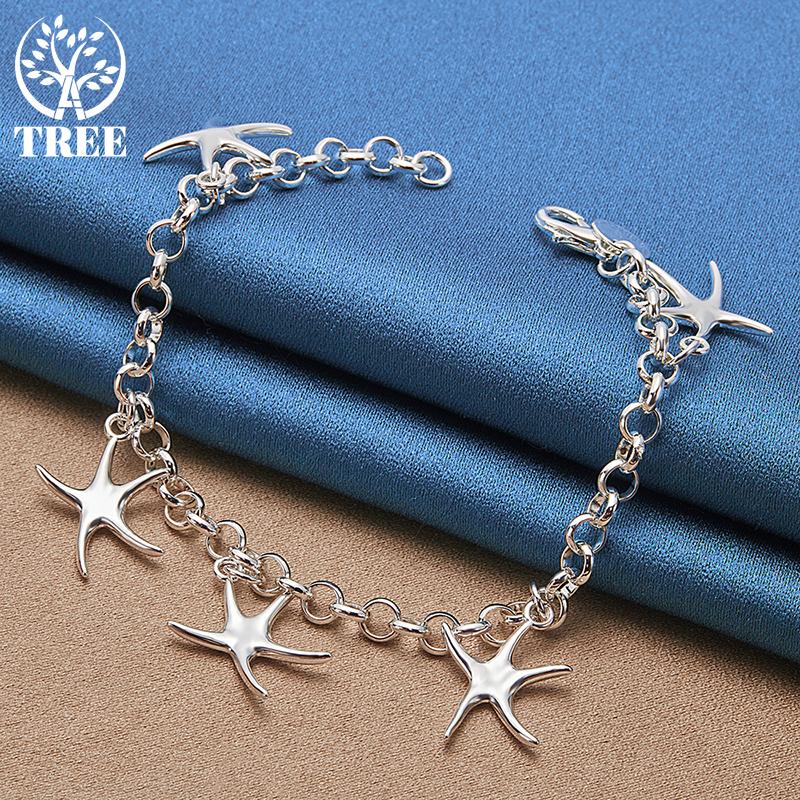 Ювелирные изделия из стерлингового серебра 925 пробы с подвеской в ​​виде пяти морских звезд