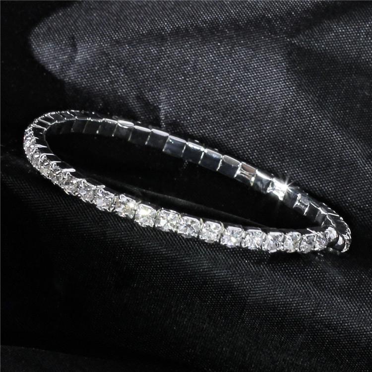 Корейский стиль сверкающий стразами свадебный браслет: Кристальный эластичный браслет в четыре ряда