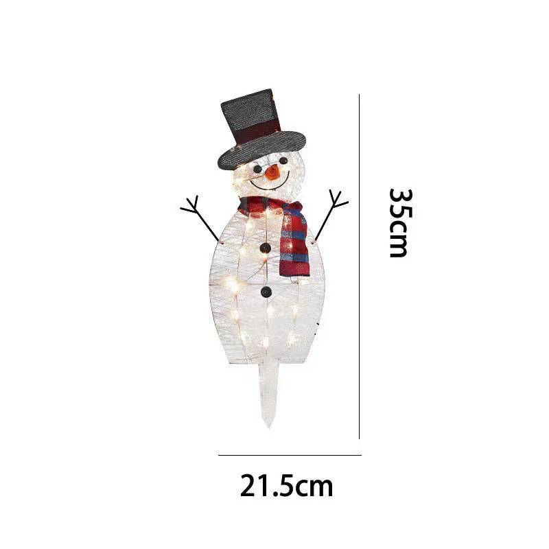 Inserted 2d Snowman Led Lamp With Cartoon Style For Festive Garden Display And Outdoor Decor