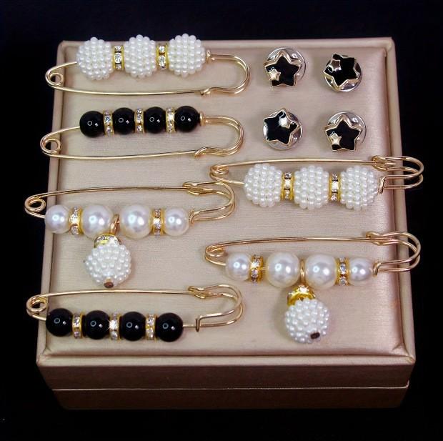 Ainameisi - Женская металлическая герметичная брошь Корейская мода Набор из 8 штук Переворачивающаяся одежда Брошь-корсет DIY аксессуары