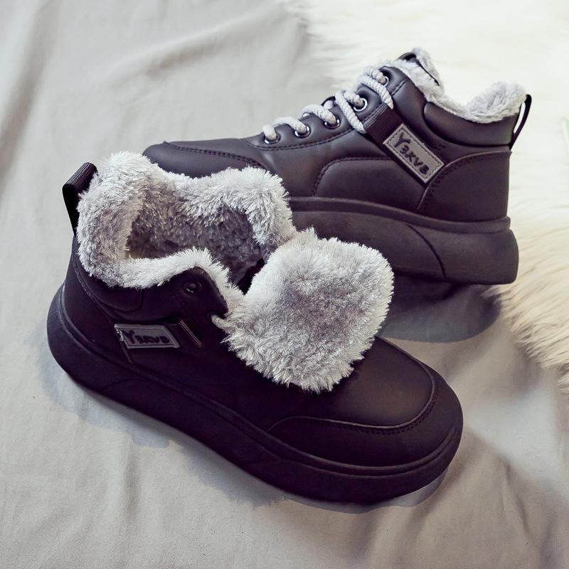 Зимние бархатные утепленные теплые сноубутсы женские универсальные новые на толстой подошве хлопковые ботинки большие хлопковые женские туфли зимние хлопковые туфли