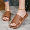 Summer New Flat Bottom Square Head One Word Drag Ladies Outside Wear Sandal Slippers