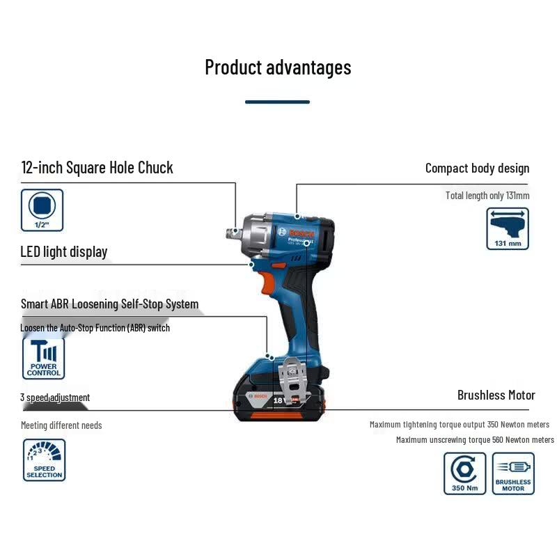 Bosch GDS18V Brushless Cordless Impact Wrench CN plug (adapter included)