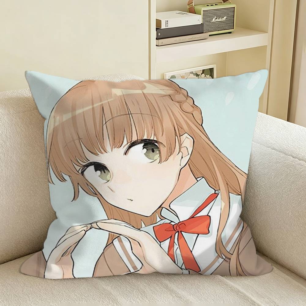 TTouko x Yuuu Anime Bloom Into You Square Sofa Pillow Cover Solid Color Living Room Home Decor Cushion Case