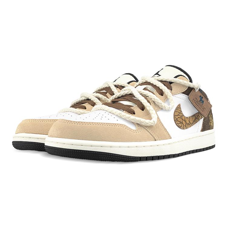 Jordan Air Jordan 1 Low Винтажные Баскетбольные Кроссовки Женские Белые Коричневые DZ5368-201(Team116-AJ)