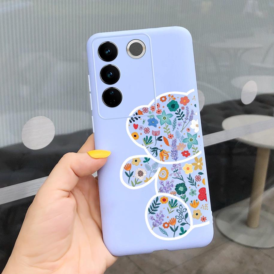 Чехол для Vivo V27 Pro Задняя крышка для Vivo V27e Модный чехол-фунда конфетного цвета с рисунком для Vivo V27 5G V 27e V27Pro V2237 V2230 Мягкий чехол