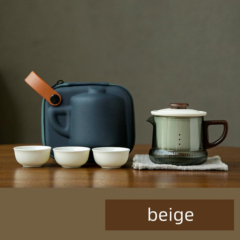 Ortable 1 Чаша 3 Чашки фарфоровый Китайский Кунг-Фу Дорожный Чайный Сервиз Чайная Утварь Чайник Для Чая Чайник Чайник Чашки Набор Чайник