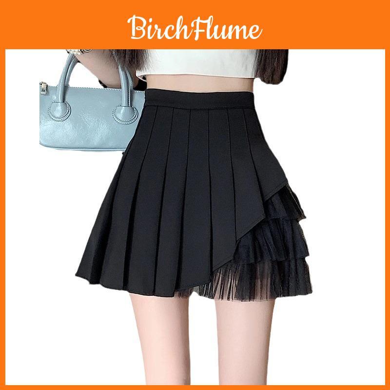 Polyester Pleated Mini Skirt For Women With Mesh Fabric Summer Fashion For Streetwear