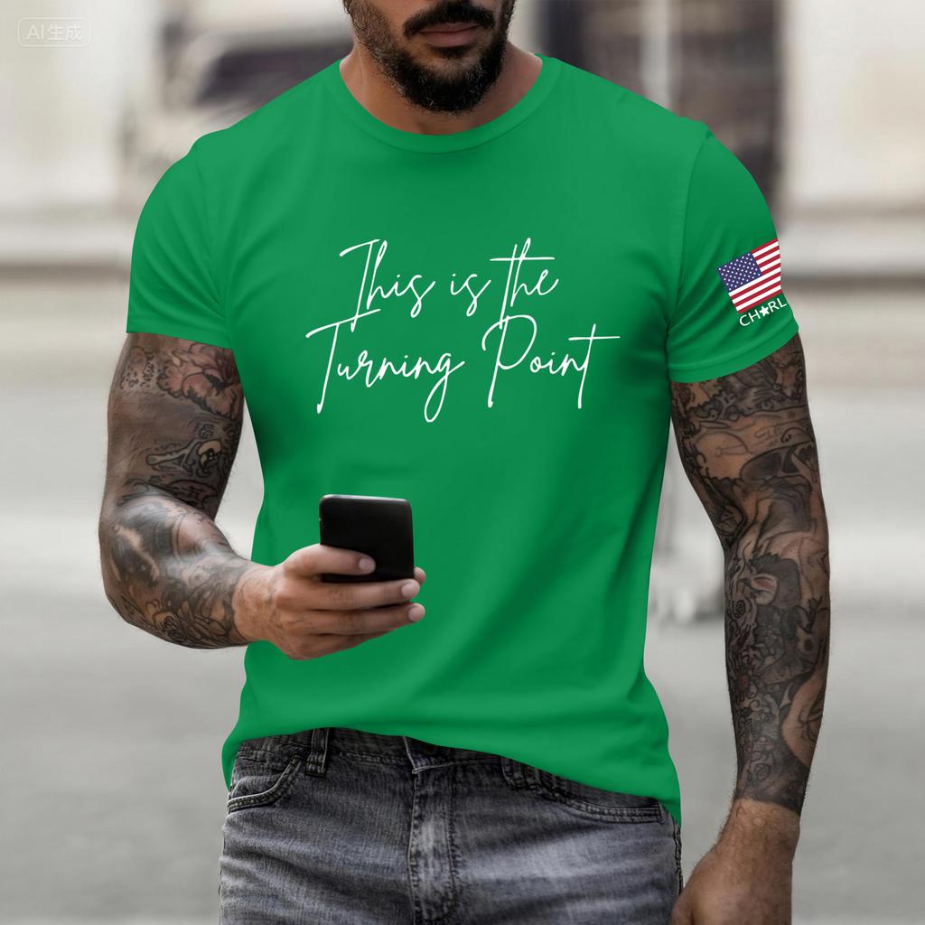 Fashionable Round Neck Short Sleeve Work Clothes Printed Tops For Mens Summer Tops