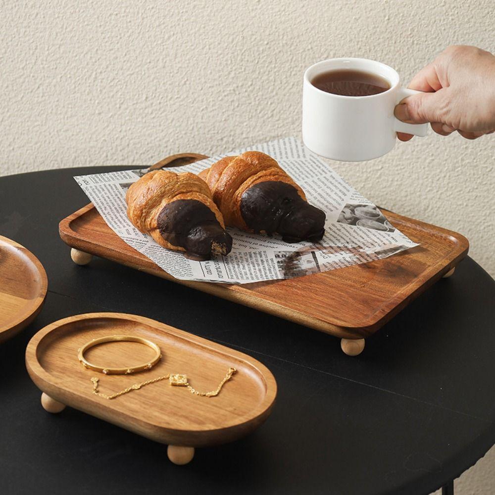 Ретро Деревянная Подставка-Пьедестал Портативная Тарелка для Чая и Кофе Легкая в Использовании Сервировочное Блюдо Украшение Стола