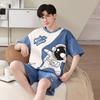 Летняя мужская пижама с симпатичным мультяшным принтом, топы с короткими рукавами и шорты, одежда для сна, домашняя одежда для студентов, комплект из двух предметов, одежда для сна для мальчиков, домашняя одежда для мужчин
