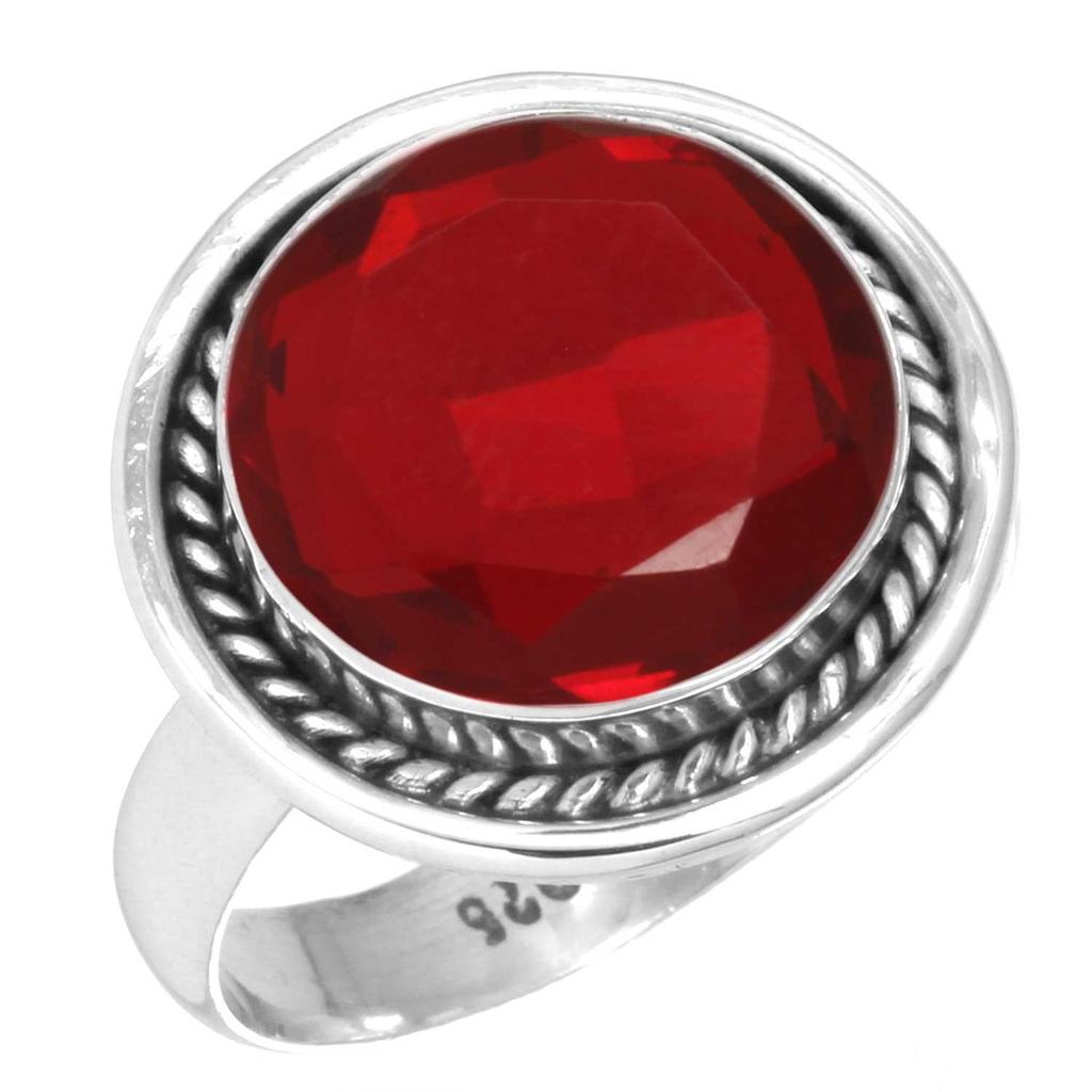 925 Sterling Silver Ring Women Gemstone Handmade Jewelry Anniversary Gift Amethyst Sapphire Blue Topaz Citrine Emerald Iolite Peridot Ruby Boho