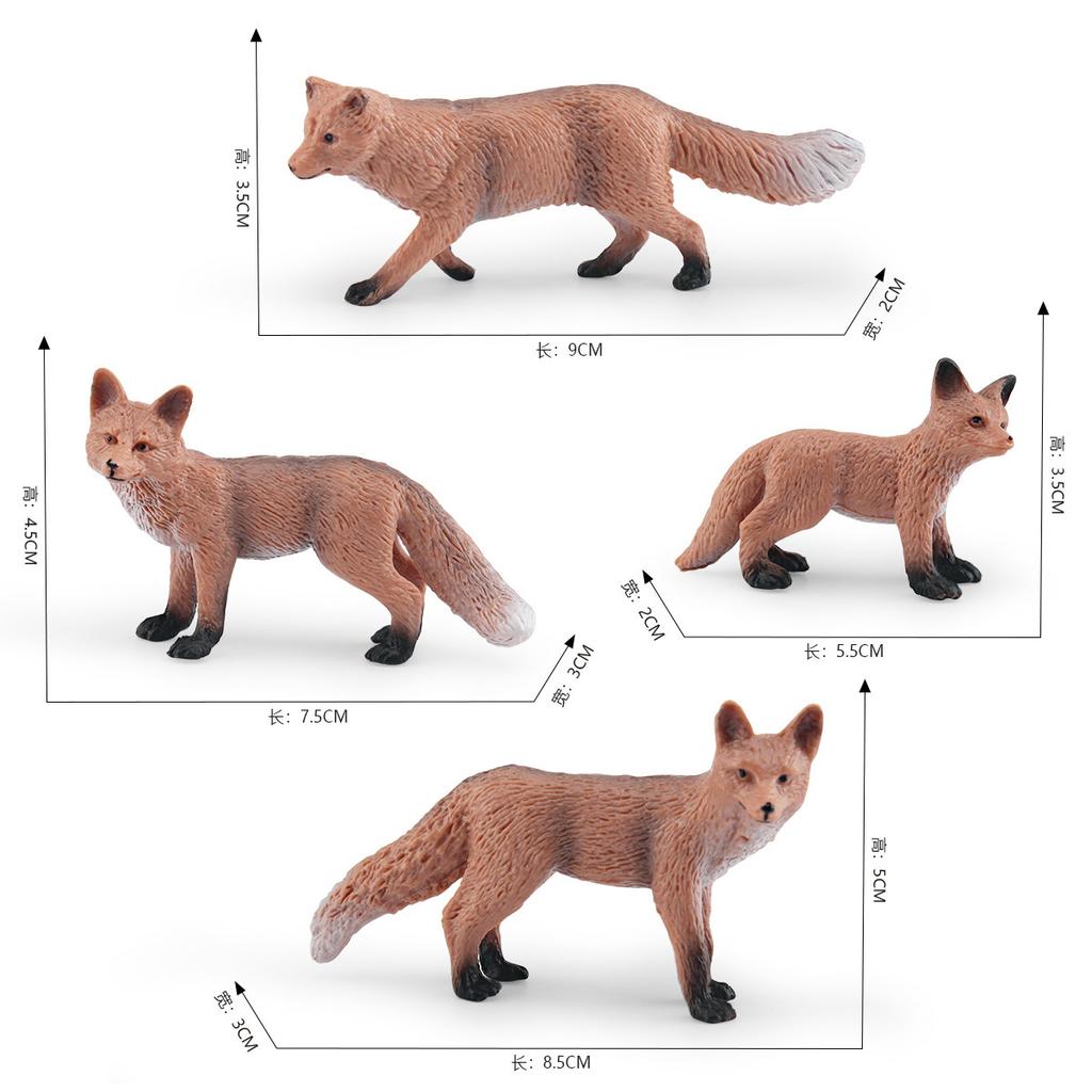 Имитация Красной Лисы Firefox Модель Лисы 4 Лесное Животное Декоративное Статичное Украшение Игрушка для Песочного Стола
