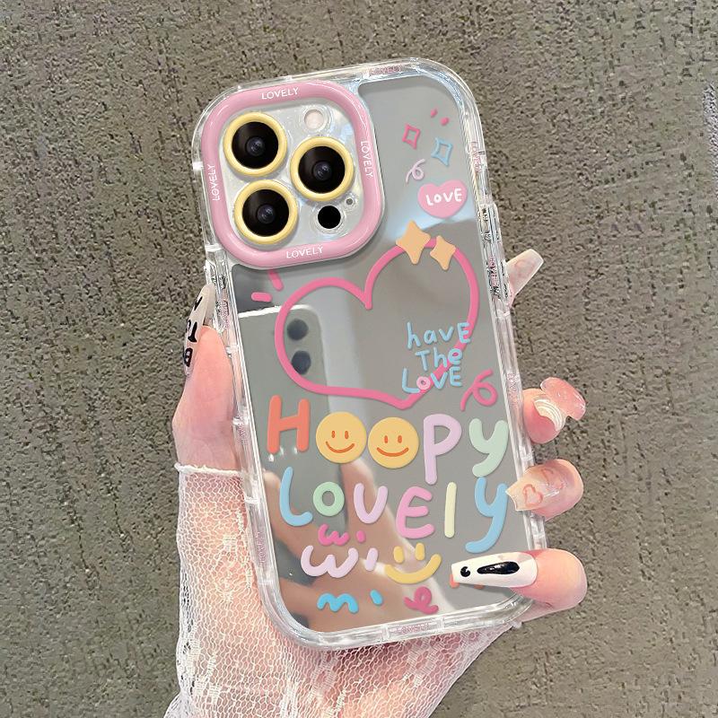 Applicable To Apple 15 Mobile Phone Case Iphone14promax English Lines Love 13 Mirror 12/11