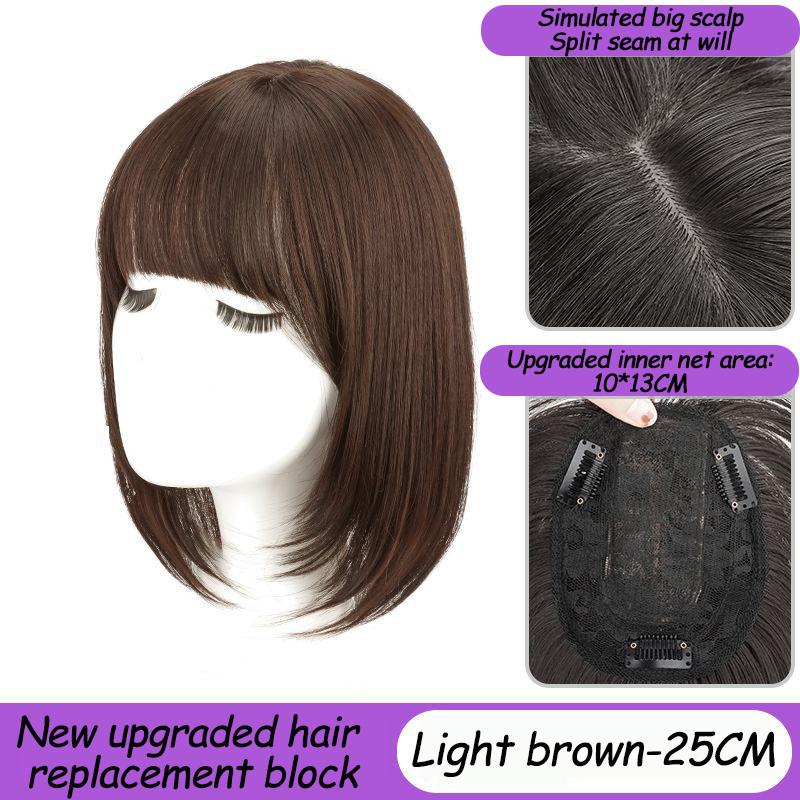 10x13СМ Парик Симуляция Волос Голова Волос Замещающий Блок Женский Натуральный Легкий Дышащий Покрытие Седых Волос Без Следов Пушистый
