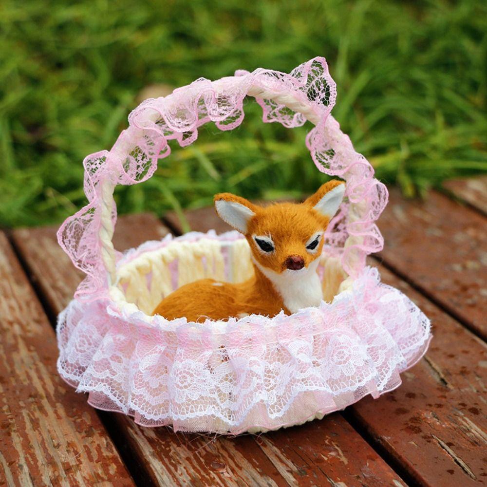 Miniatures Plush Bunny Toy With Hanging Basket Plush Sleeping Cats Birthday Gift