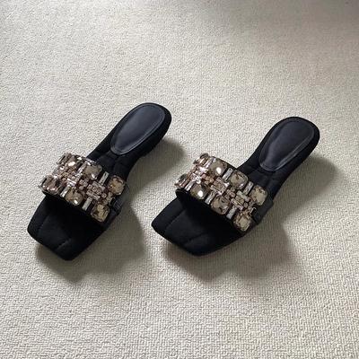 Версия «легкая роскошь»~ Французские стразы, новинка, женская модная верхняя одежда, удобные темпераментные крутые шлепанцы на низком каблуке