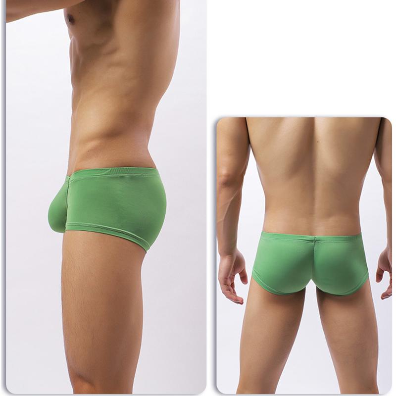 Мужские трусы-боксеры с низкой посадкой из ледяного шелка, сексуальные, однотонные, тонкие, удобные, невидимые, плотно прилегающие