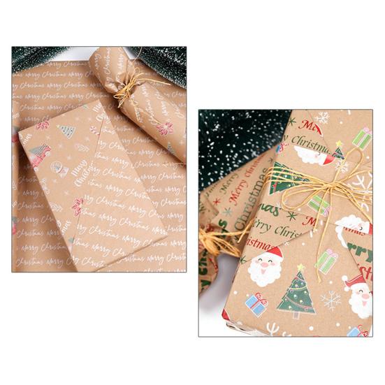 Винтажная толстая коричневая праздничная упаковочная бумага с рисунком рождественской елки, грузовика, снежинки для дня рождения, Нового года, для вечеринки