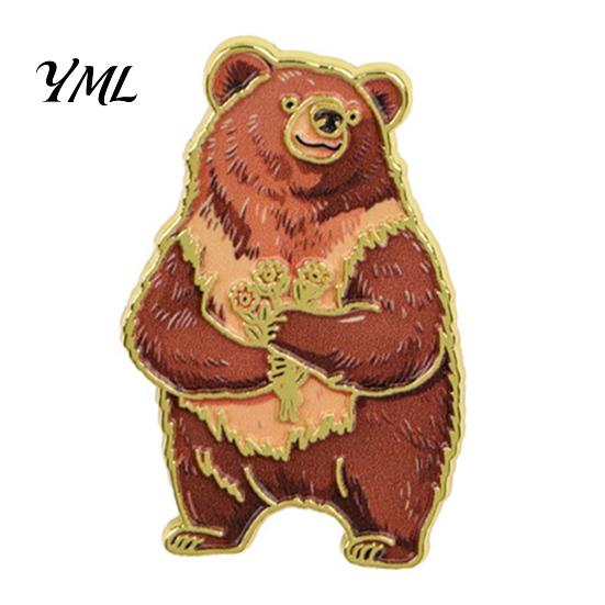 Animal Enamel Pins Brooch Pin, Bear Penguin Fox Dog Hedgehog Badge, Golden Plated Lapel Pin Men Women Alloy for Coats Sweaters Scarves