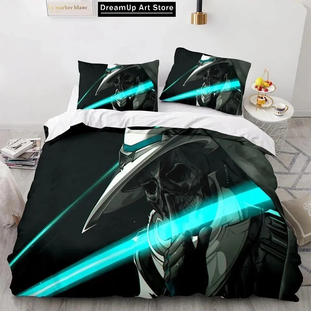 3D Print Fashion Game Valorant Neon Bedding Set Boys Girls Twin Queen Full Size Duvet Cover Pillowcase Bed Adult Bedroom