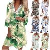 Fashion Women's V-neck Printed Lace Patchwork Bohemian Casual Resort Dress