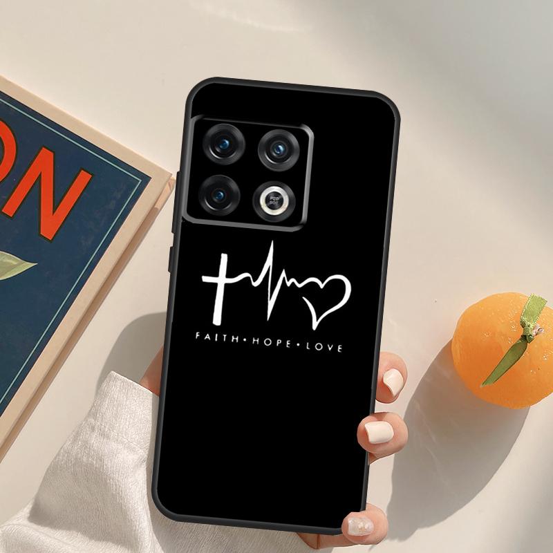 Чехол-крест с библейским стихом о Христе Иисусе для OnePlus 12R 13R 13T 10R 15 13 12 11 10T 8T Nord CE 4 3 2 Lite N20 N30 Nord 5
