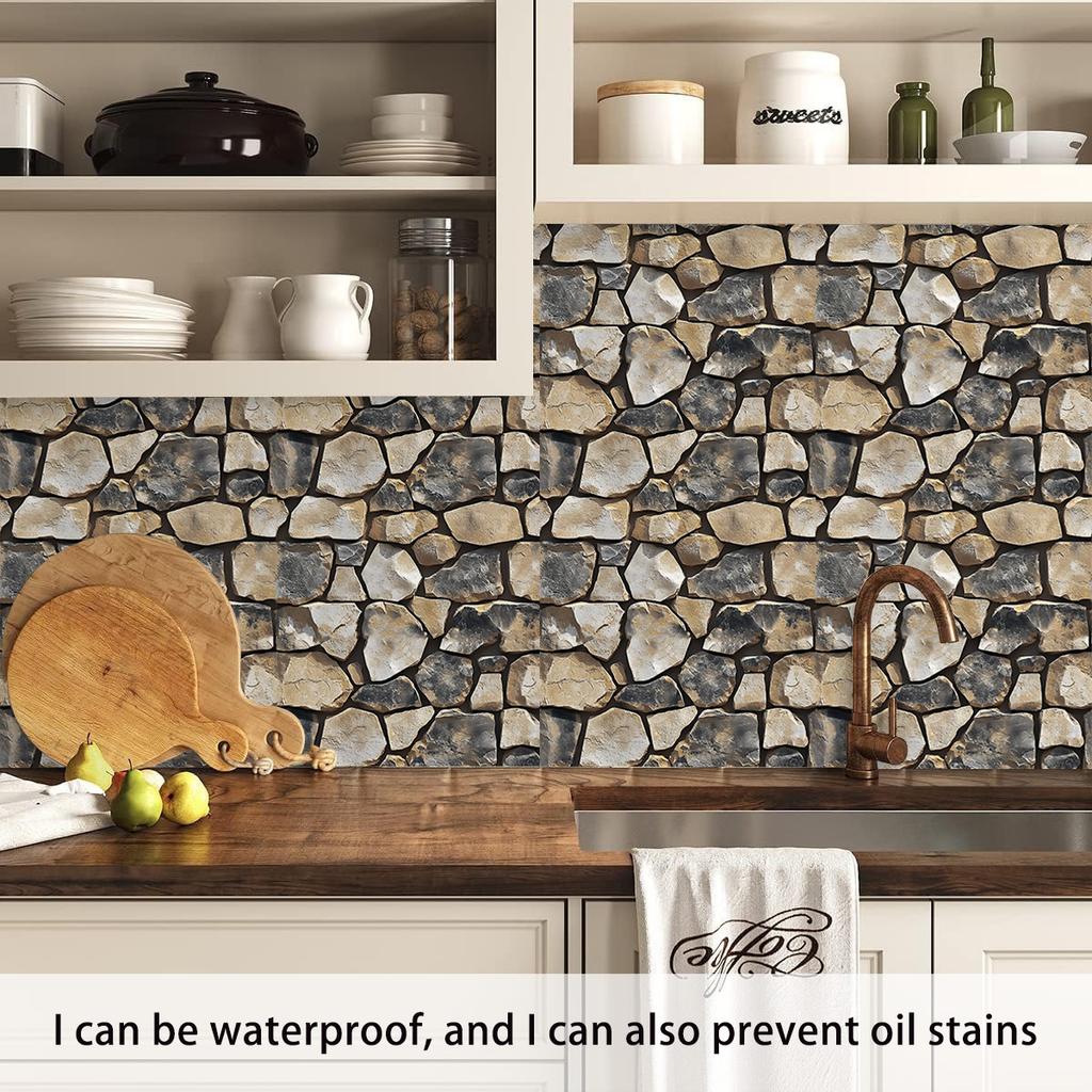 Кирпичная контактная бумага Самоклеящиеся обои Каменная настенная бумага Камин Кухня Фартук Покрытия