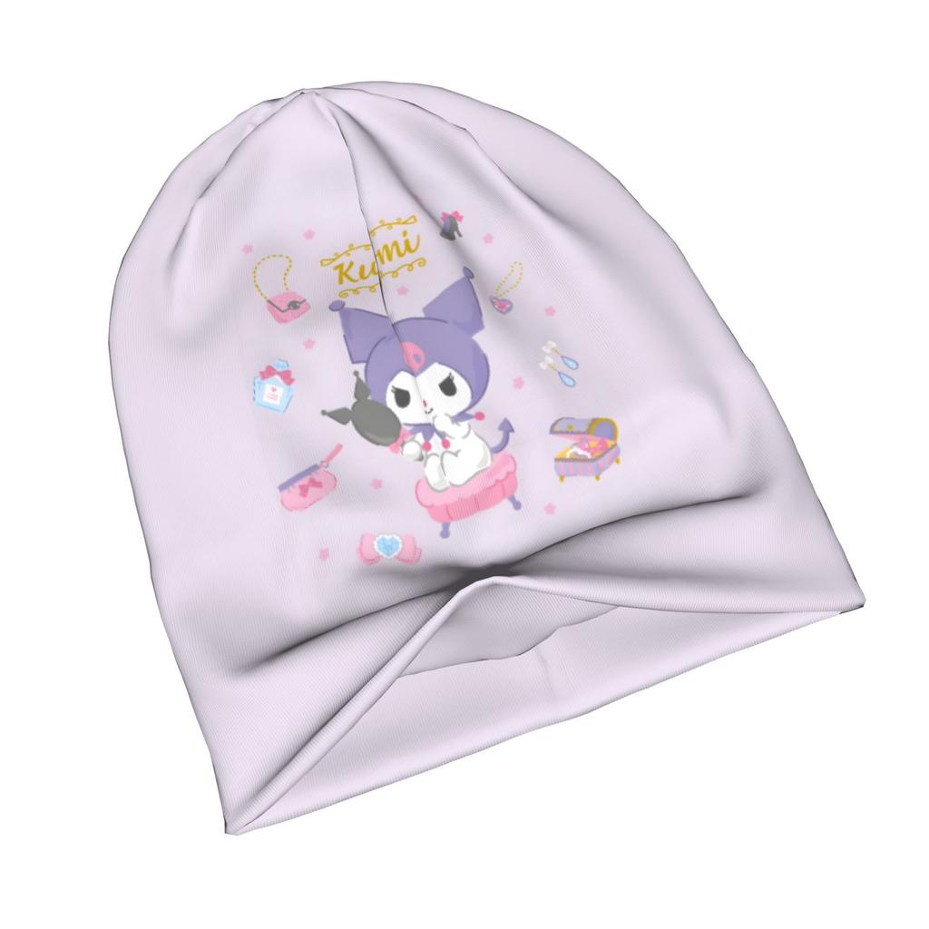 Kuromi Themed Knit Hat for Adults - Anime Character Beanie with Kuromi Face, Warm Winter Suitable for Cold Weather, Themed Outfits & Daily Wear