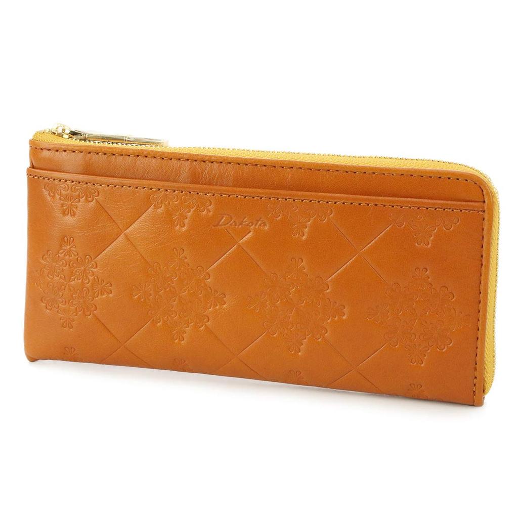 Long Wallet Zipper Genuine Leather Mona 0035565 Camel [Dakota] L-shaped Women's DA-35565-45