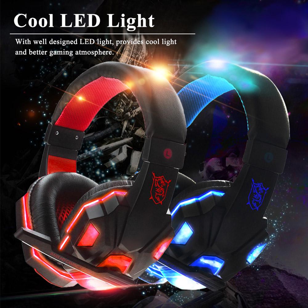 Gaming Headset Headphone for PC with Microphone with USB 3.5mm Interface LED Volume Control