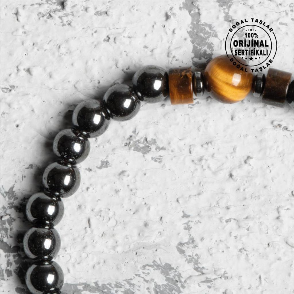 Сертифицированный оригинальный браслет из натурального камня с гематитом «Тигровый глаз»