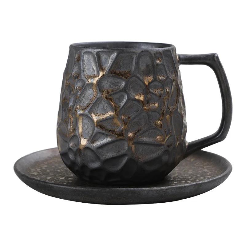Керамическая кружка большой емкости, ретро-крупная керамическая кофейная чашка, изысканная чашка для латте, дизайнерская чашка для воды с нишей