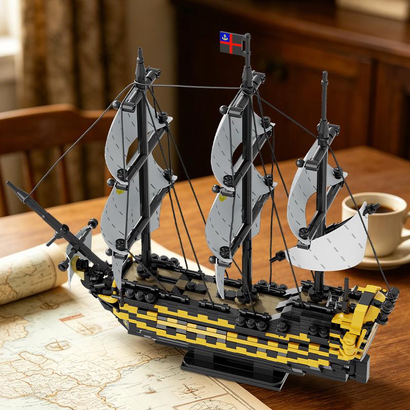 Victory Tall Ship Building Blocks Pirate Galleon Sailing Model Large Scale High Difficulty DIY Assembly Display Bricks Toy Gift